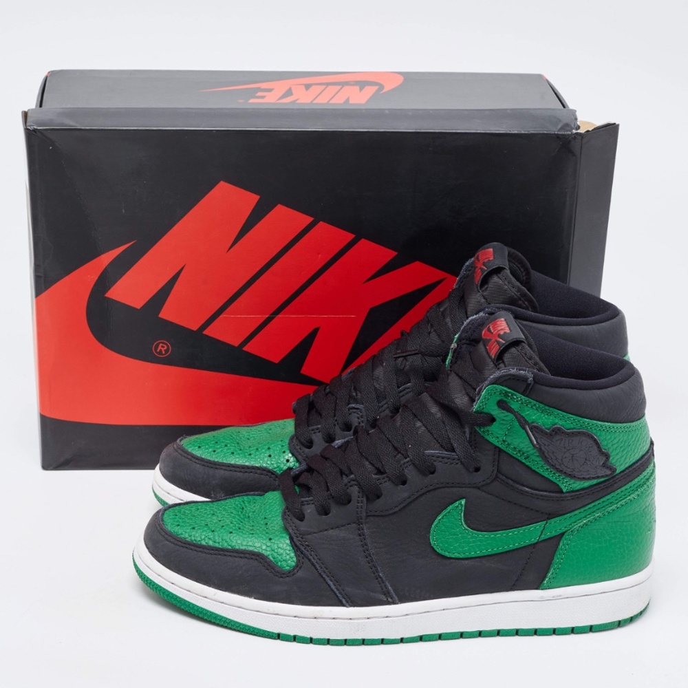 Air Jordans Green Leather Jordan-1-Retro High-Pine-Green-Black Sneakers